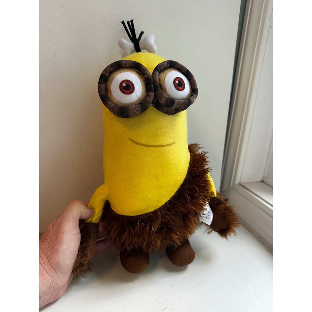 Minions Illumination Prehistoric Caveman Plush Yellow Brown 14 Inch Toy